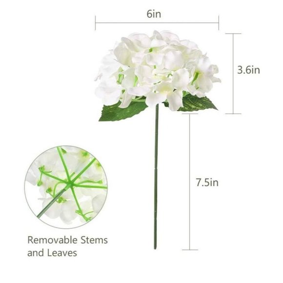 15 pack Ivory Silk Hydrangea Flowers Leaves with Stems for Home Wedding - Picture 4 of 4
